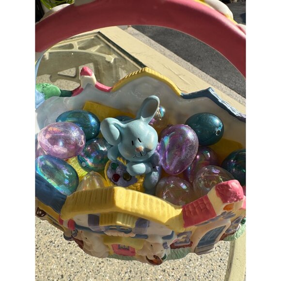 Vintage 1995 Porcelain Easter Basket with Eggs and Bunny - Picture 2 of 14